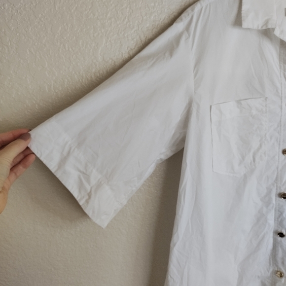 Sandro Abby oversized cotton shirt sleeve button down shirt sz 8 - Picture 4 of 9